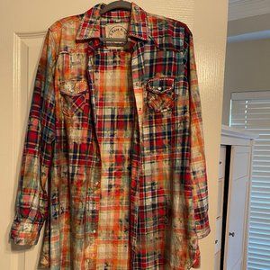 Western Plaid Rhinestone Embellished Shirt Dress by A Rare Bird (Size S)